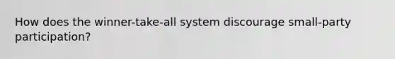 How does the winner-take-all system discourage small-party participation?