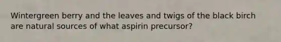 Wintergreen berry and the leaves and twigs of the black birch are natural sources of what aspirin precursor?