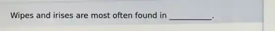 Wipes and irises are most often found in ___________.
