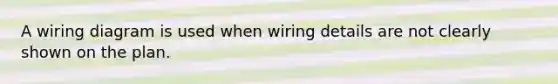 A wiring diagram is used when wiring details are not clearly shown on the plan.