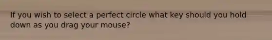 If you wish to select a perfect circle what key should you hold down as you drag your mouse?