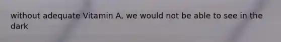 without adequate Vitamin A, we would not be able to see in the dark