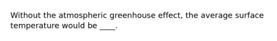 Without the atmospheric greenhouse effect, the average surface temperature would be ____.