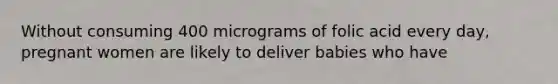 Without consuming 400 micrograms of folic acid every day, pregnant women are likely to deliver babies who have