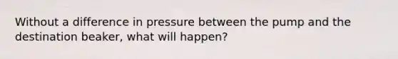 Without a difference in pressure between the pump and the destination beaker, what will happen?