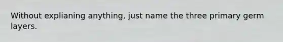 Without explianing anything, just name the three primary germ layers.