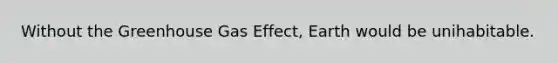 Without the Greenhouse Gas Effect, Earth would be unihabitable.
