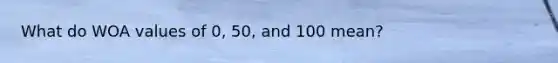 What do WOA values of 0, 50, and 100 mean?