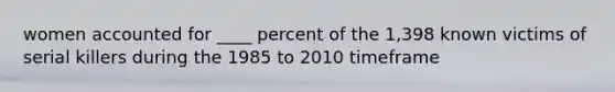 women accounted for ____ percent of the 1,398 known victims of serial killers during the 1985 to 2010 timeframe