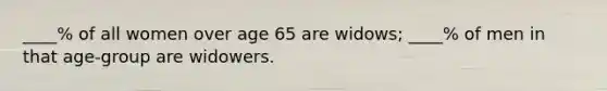 ____% of all women over age 65 are widows; ____% of men in that age-group are widowers.