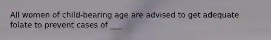 All women of child-bearing age are advised to get adequate folate to prevent cases of ___