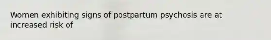 Women exhibiting signs of postpartum psychosis are at increased risk of