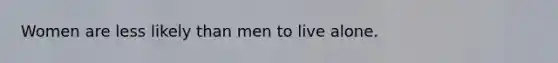 Women are less likely than men to live alone.