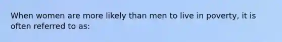 When women are more likely than men to live in poverty, it is often referred to as: