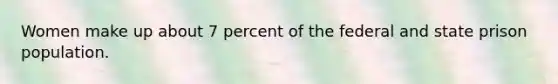 Women make up about 7 percent of the federal and state prison population.