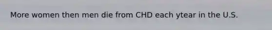 More women then men die from CHD each ytear in the U.S.