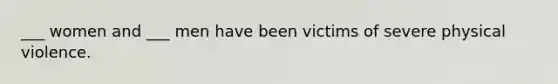 ___ women and ___ men have been victims of severe physical violence.