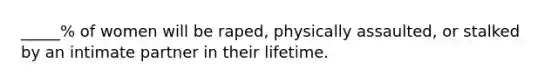 _____% of women will be raped, physically assaulted, or stalked by an intimate partner in their lifetime.