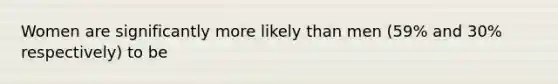 Women are significantly more likely than men (59% and 30% respectively) to be