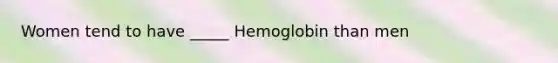 Women tend to have _____ Hemoglobin than men