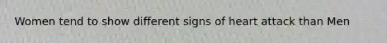 Women tend to show different signs of heart attack than Men