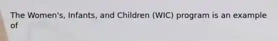 The Women's, Infants, and Children (WIC) program is an example of