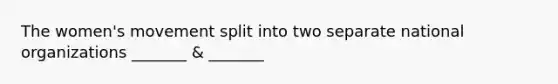 The women's movement split into two separate national organizations _______ & _______