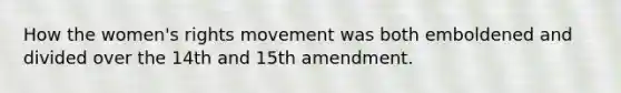 How the women's rights movement was both emboldened and divided over the 14th and 15th amendment.