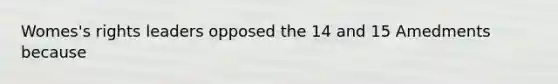 Womes's rights leaders opposed the 14 and 15 Amedments because