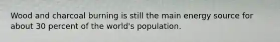 Wood and charcoal burning is still the main energy source for about 30 percent of the world's population.