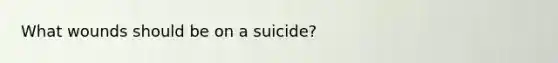 What wounds should be on a suicide?