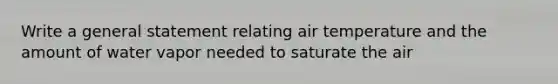 Write a general statement relating air temperature and the amount of water vapor needed to saturate the air