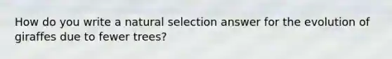 How do you write a natural selection answer for the evolution of giraffes due to fewer trees?