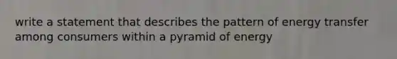 write a statement that describes the pattern of energy transfer among consumers within a pyramid of energy