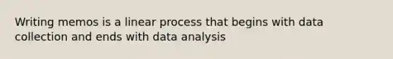 Writing memos is a linear process that begins with data collection and ends with data analysis