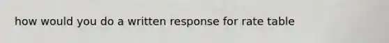 how would you do a written response for rate table