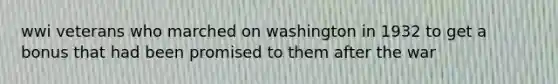 wwi veterans who marched on washington in 1932 to get a bonus that had been promised to them after the war