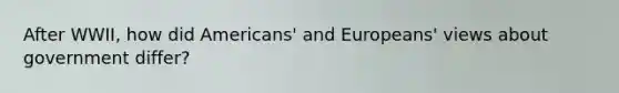 After WWII, how did Americans' and Europeans' views about government differ?