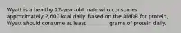 Wyatt is a healthy 22-year-old male who consumes approximately 2,600 kcal daily. Based on the AMDR for protein, Wyatt should consume at least ________ grams of protein daily.