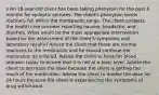 x An 18-year-old client has been taking phenytoin for the past 6 months for epileptic seizures. The client's phenytoin levels routinely fall within the therapeutic range. The client contacts the health care provider reporting nausea, headache, and diarrhea. What would be the most appropriate intervention based on the assessment of the client's symptoms and laboratory results? Advise the client that these are normal reactions to the medication and he should continue the medication as ordered. Advise the client to have his blood redrawn today to ensure that it is not at a toxic level. Advise the client to decrease the dose because the client is getting too much of the medication. Advise the client to double the dose for 24 hours because the client is experiencing the symptoms of drug withdrawal.