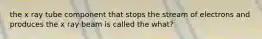 the x ray tube component that stops the stream of electrons and produces the x ray beam is called the what?