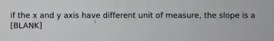 if the x and y axis have different unit of measure, the slope is a [BLANK]