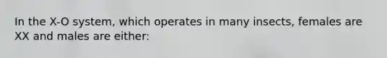 In the X-O system, which operates in many insects, females are XX and males are either: