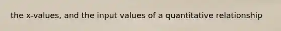 the x-values, and the input values of a quantitative relationship