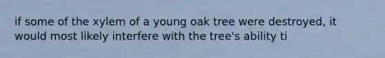 if some of the xylem of a young oak tree were destroyed, it would most likely interfere with the tree's ability ti