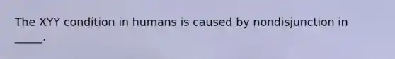 The XYY condition in humans is caused by nondisjunction in _____.