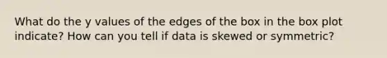 What do the y values of the edges of the box in the box plot indicate? How can you tell if data is skewed or symmetric?