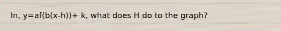 In, y=af(b(x-h))+ k, what does H do to the graph?