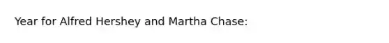 Year for Alfred Hershey and Martha Chase: