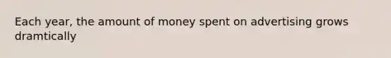 Each year, the amount of money spent on advertising grows dramtically